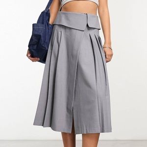 Asymmetric Pleated Wrap Skirt